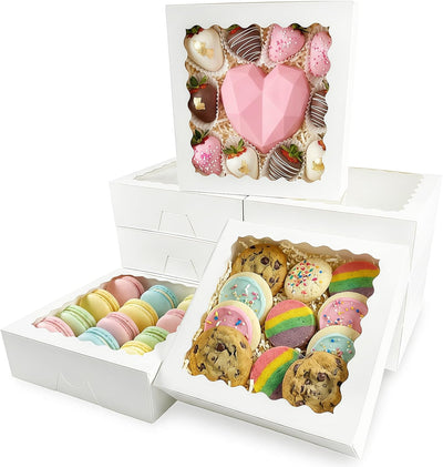 12 Cajas Pastelería con Ventana 8x8pulg Galletas