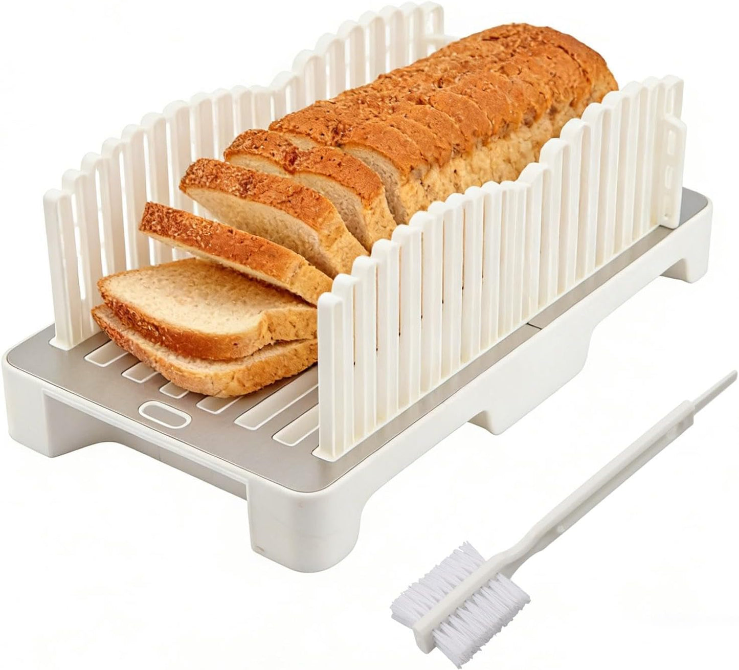 Cortador pan acero inox 304 ajustable con bandeja migas plegable