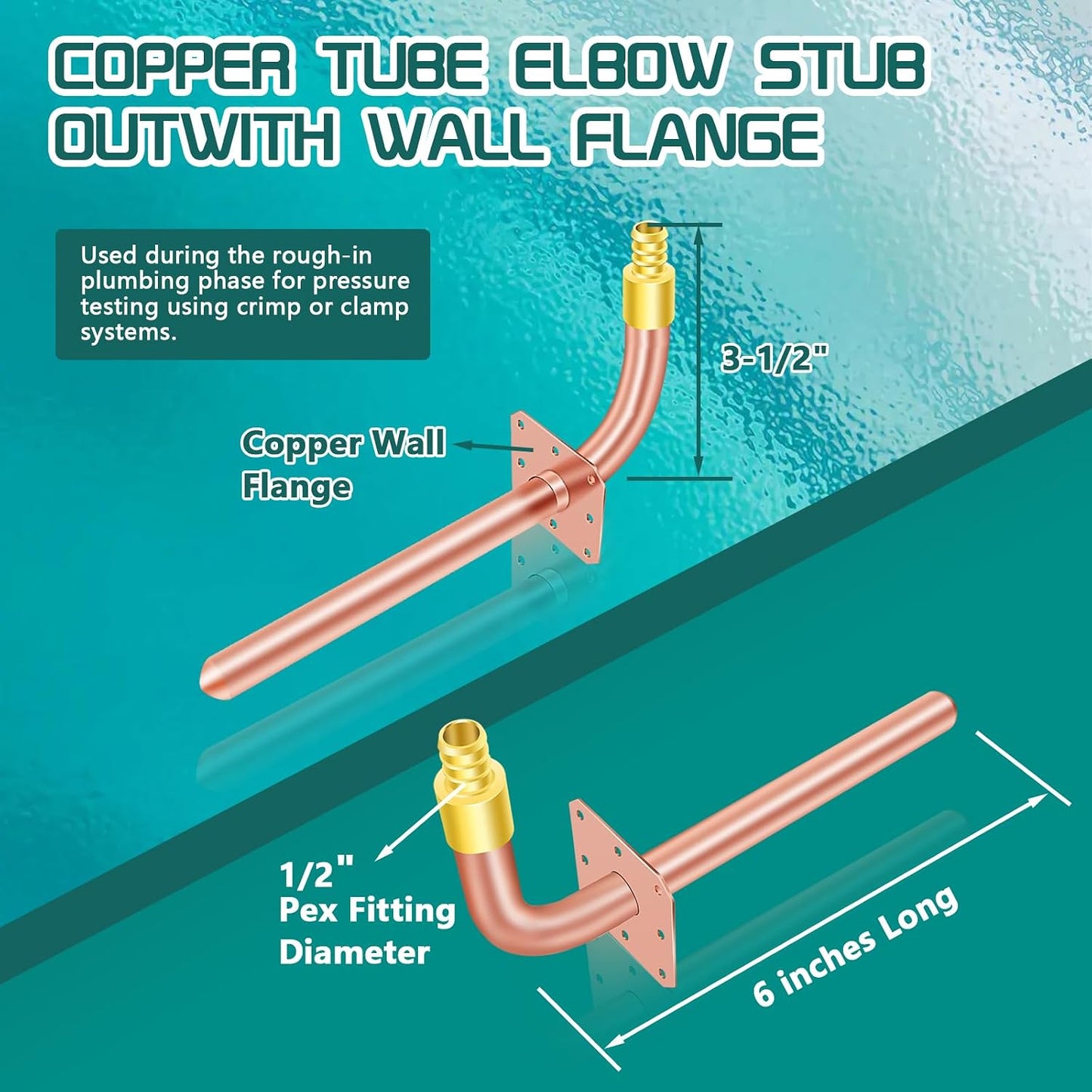 Codo cobre PEX 1/2pulg set 5 con brida 6pulg F1807