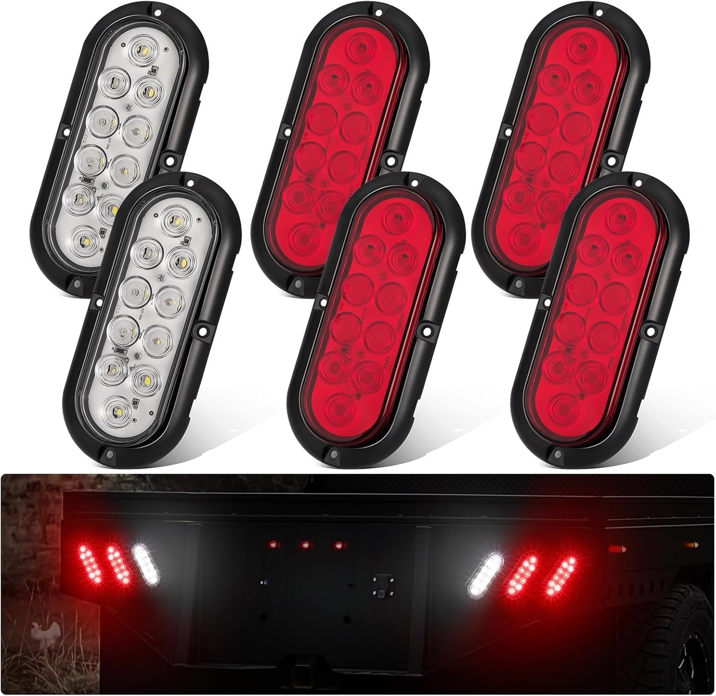 6 Pzas Luces LED Ovaladas 6pulg para Remolque IP67