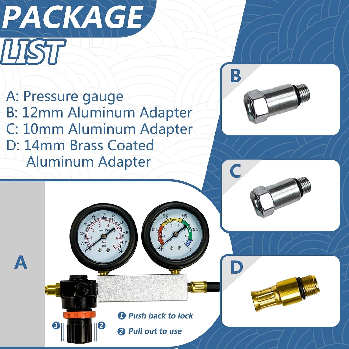 Kit probador fugas motor gasolina detector compresión
