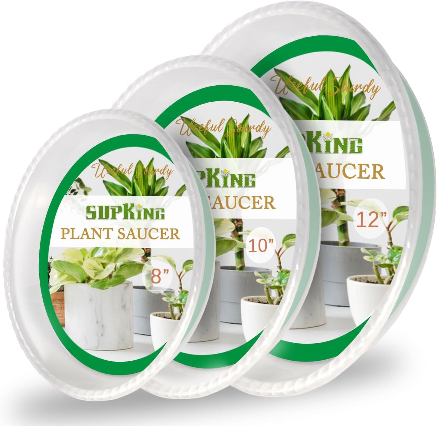 9 Platillos para Plantas 8-12" Plástico Transparente