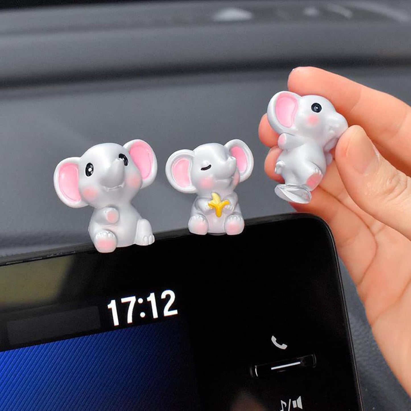 Figuras elefantes decoración tablero auto 6 pzas