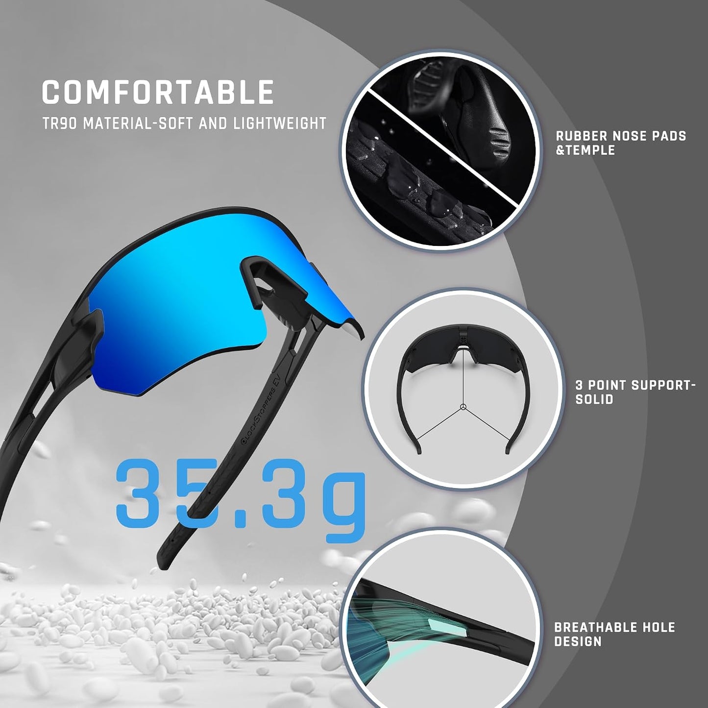 Gafas sol deportivas TR90 UV para correr ciclismo pesca