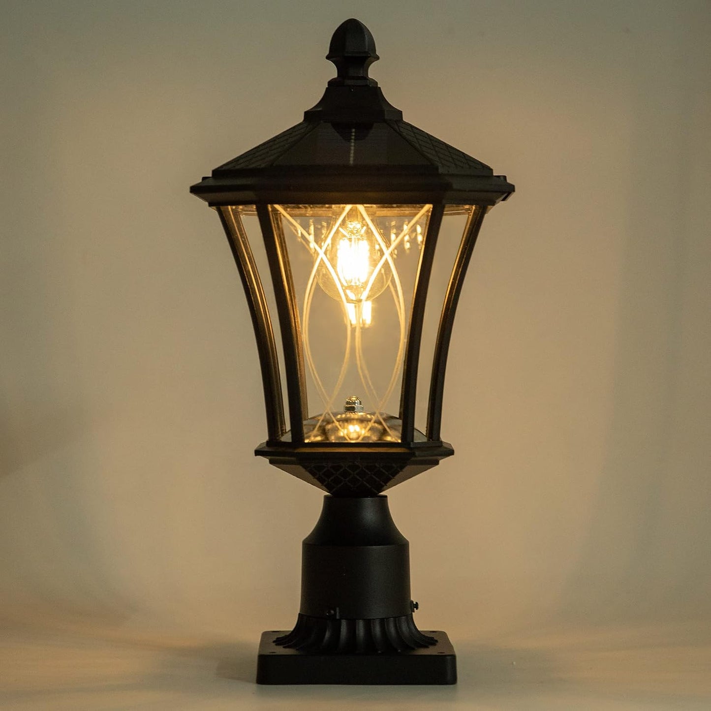 Lámpara poste solar impermeable luz vidrio estampado