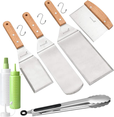Juego espátulas metal para parrilla y plancha