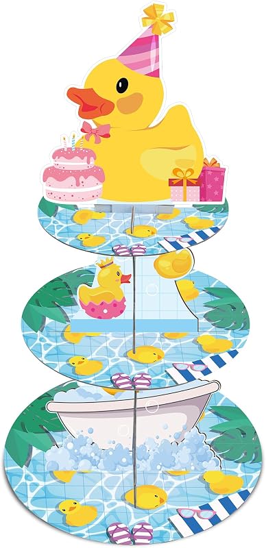 Soporte 3 niveles patos de goma para cupcakes y golosinas
