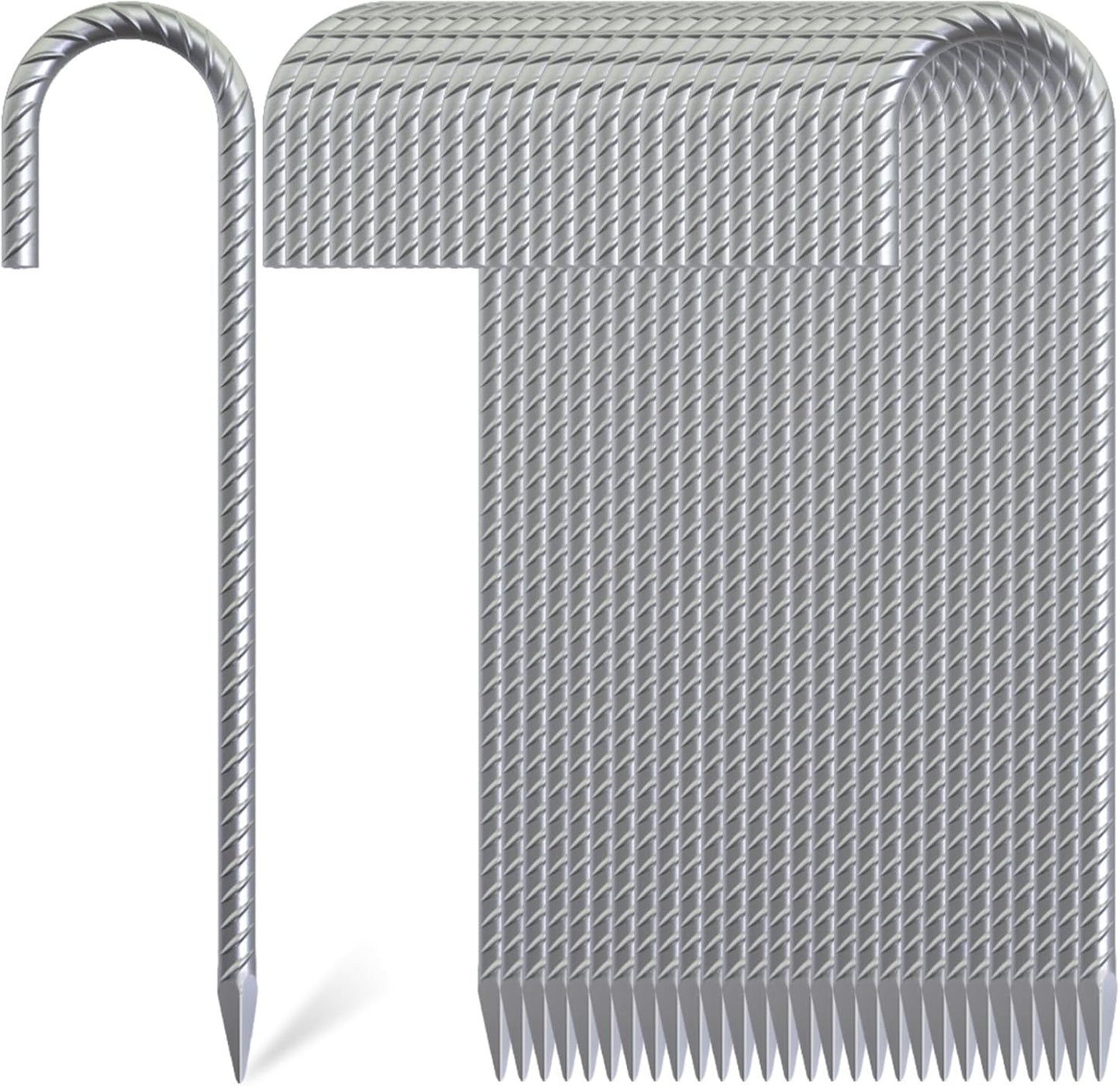 Estacas acero galvanizado 12" con gancho J pack 55