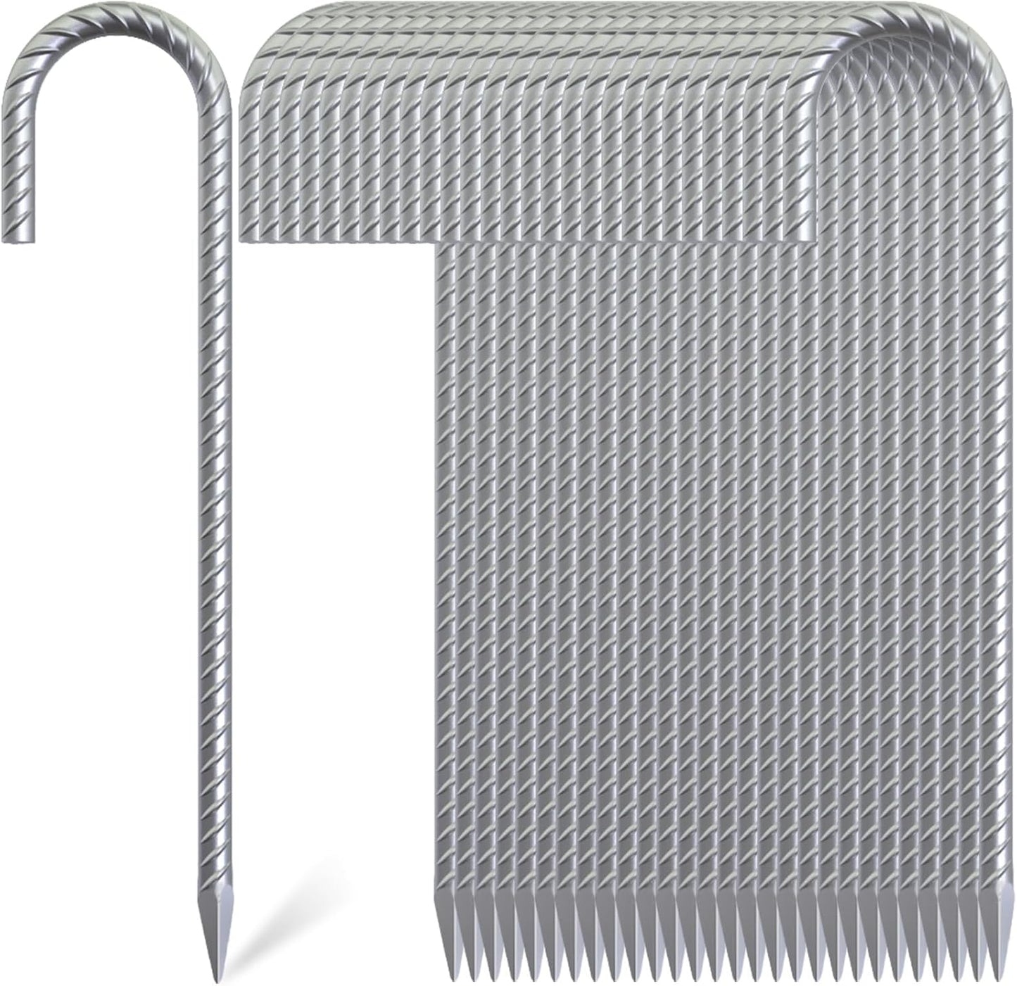 Estacas metal resistente con gancho J 12" 12pzas