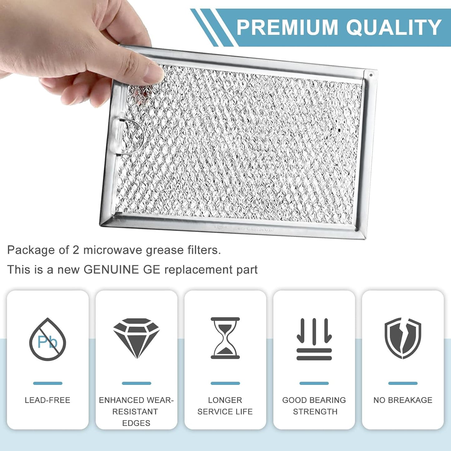 Filtro grasa microondas WB06X10309 comp 7-5/8x5pulg 4 Pzas