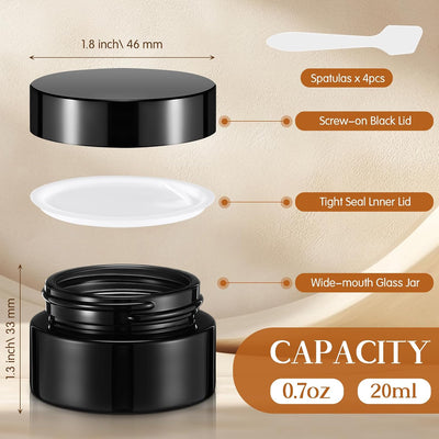 24 Frascos Vidrio 0.7oz Tapas Herméticas Cosméticos Viaje