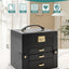 Caja joyas 4 niveles cuero con cajones y cerradura