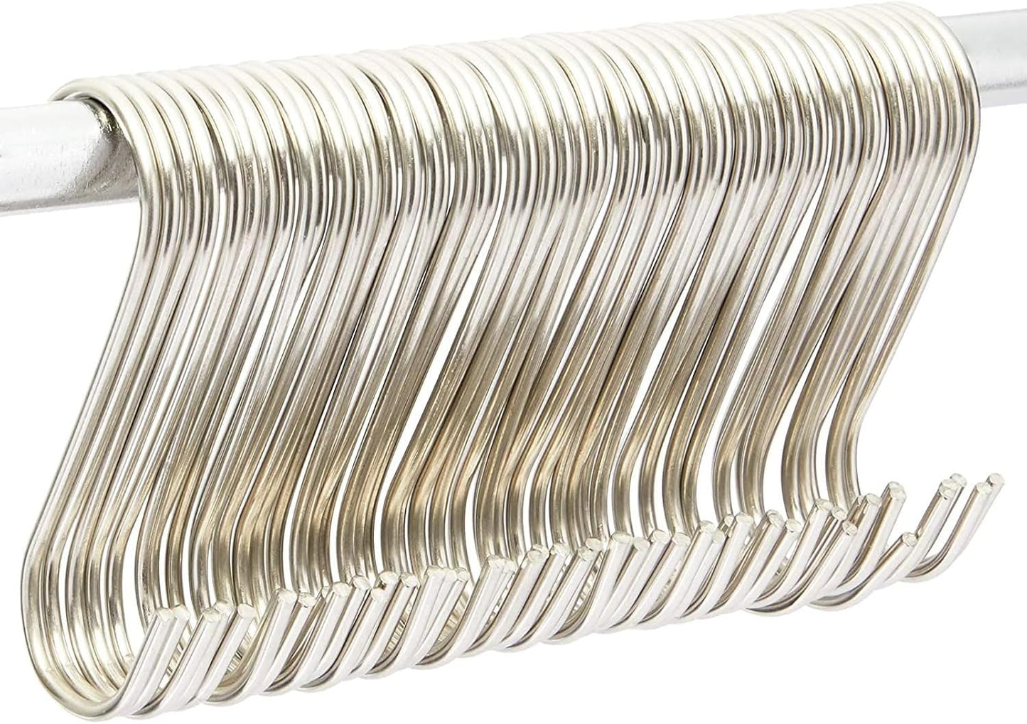 Ganchos S acero inox negro 50uds para estantes y ollas
