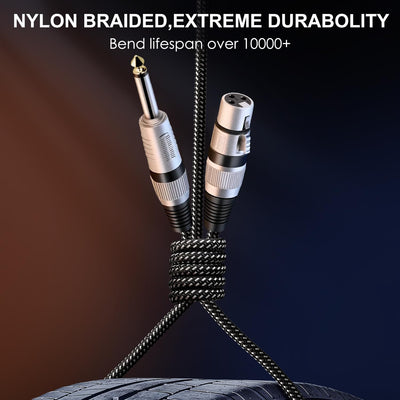 Cable XLR hembra a 1/4 pulg TS 6 pies 2 pzas trenzado 3 pines