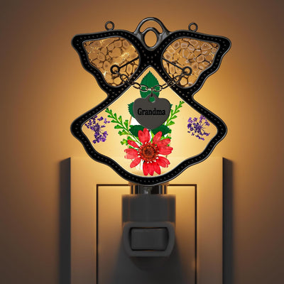 Luz Nocturna Vitral con Flor Real para Dormitorio y Baño
