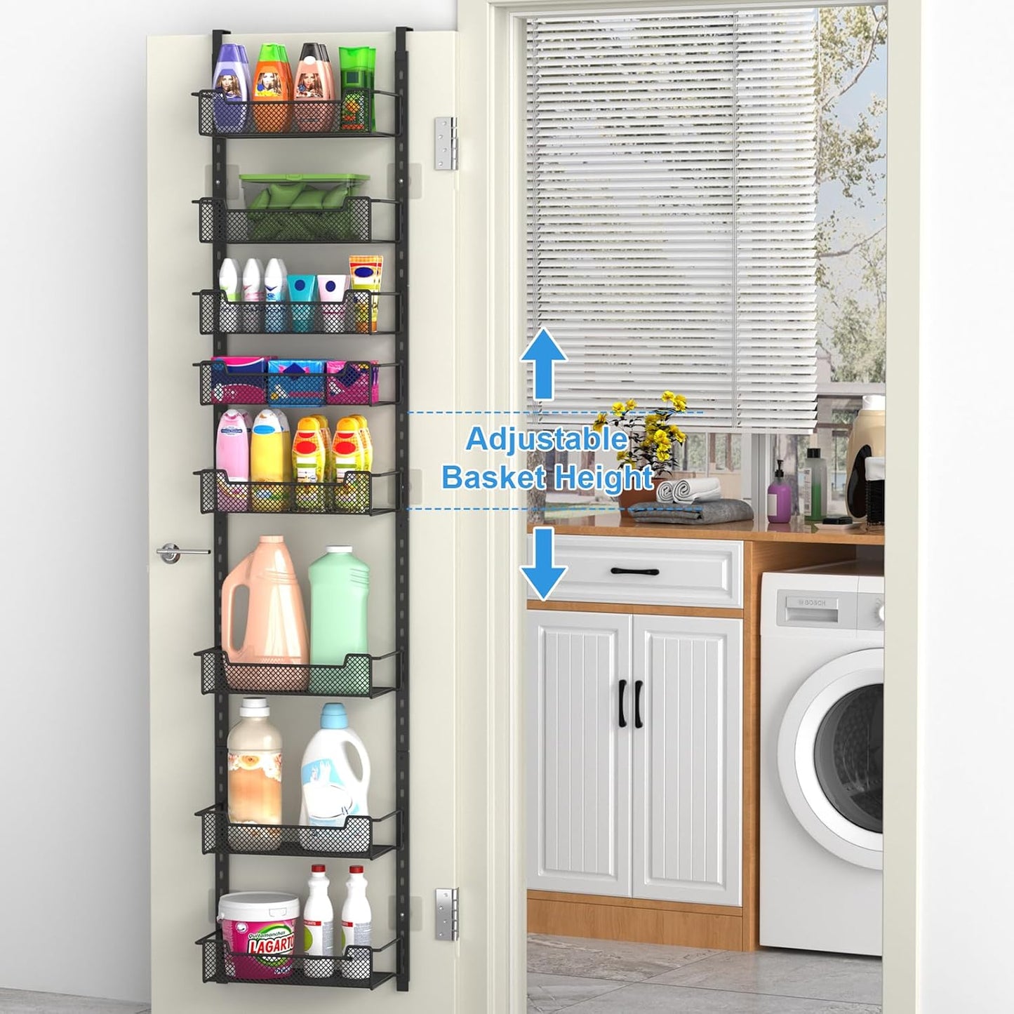 Organiz. puerta despensa 12" 8 niveles canasta ajustable