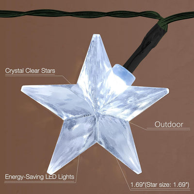 50 Luces LED Solares Estrella Parpadeantes Impermeables