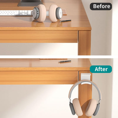 Gancho auriculares adhesivo para escritorio blanco