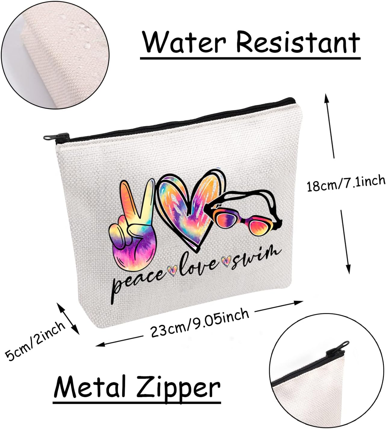 Bolsa con cremallera para cosméticos de natación