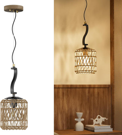 Lámpara colgante ratán bohemio isla cocina comedor