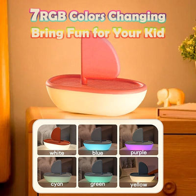 Luz nocturna velero musical recargable USB para dormir