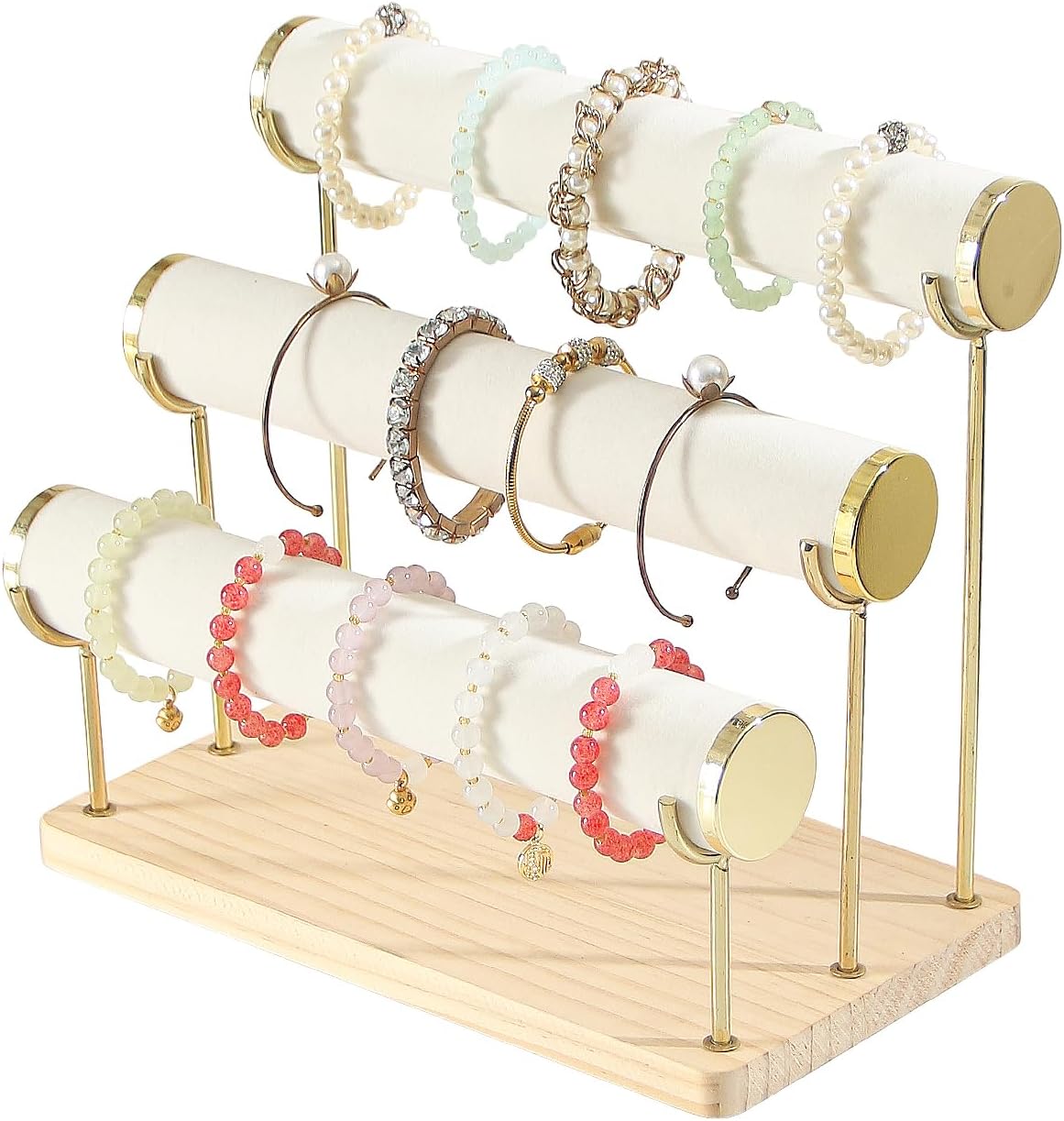Soporte pulseras barra T madera 3 capas