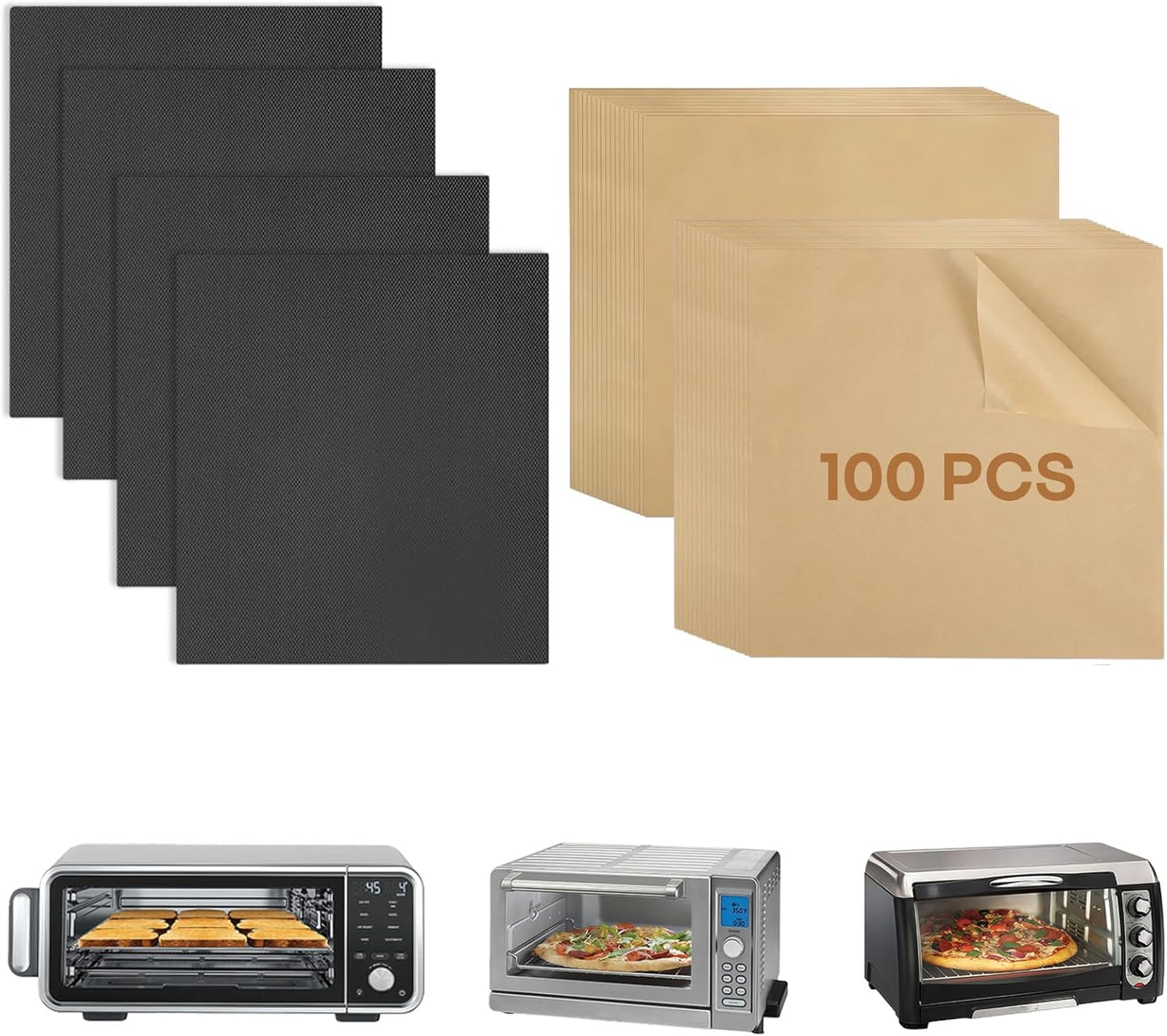 100 piezas papel para freidora de aire y 4 forros compatibles con Ninja Foodi SP101 y Cuisinart