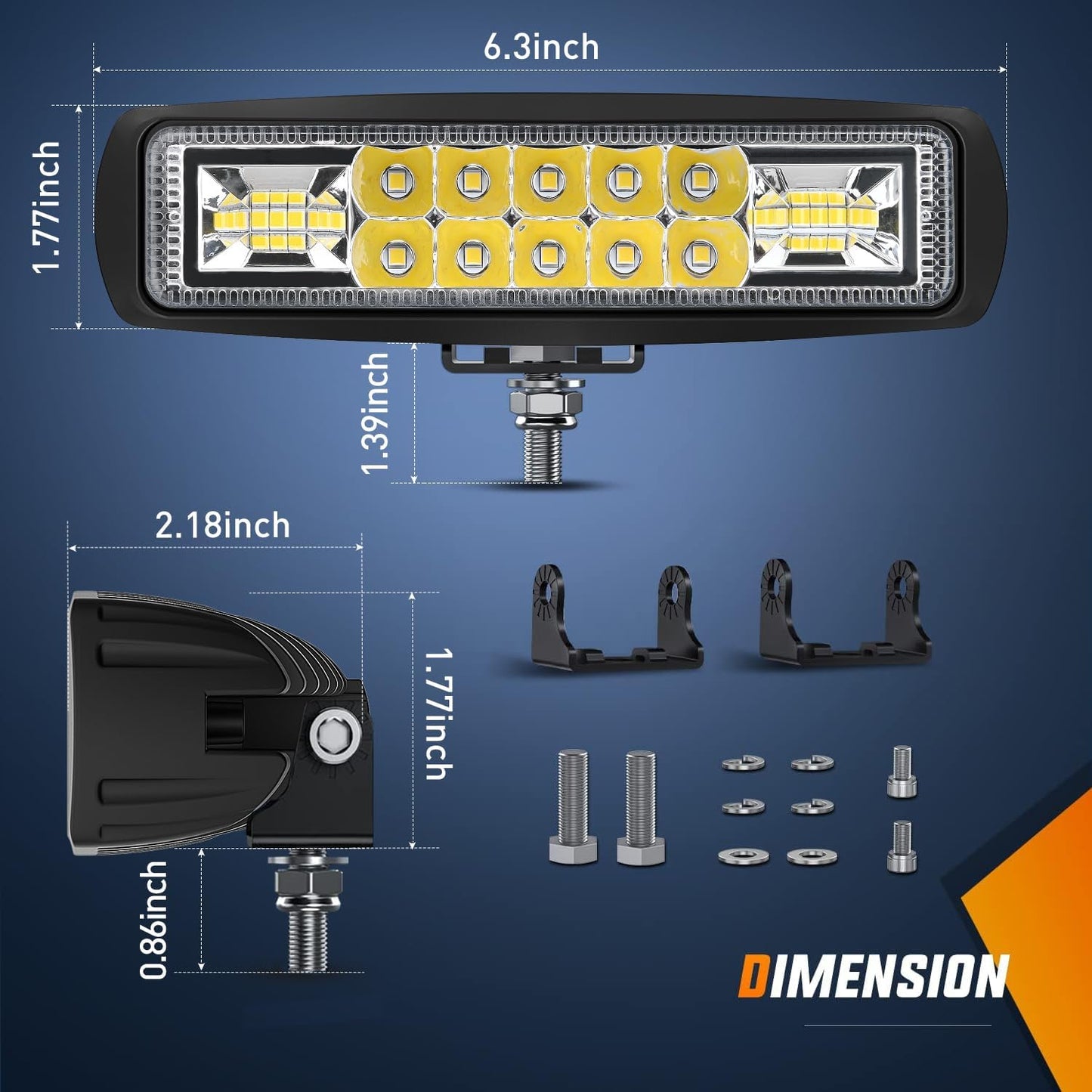 Barra LED 2pzas 6" 60W 12-24V para camiones UTV
