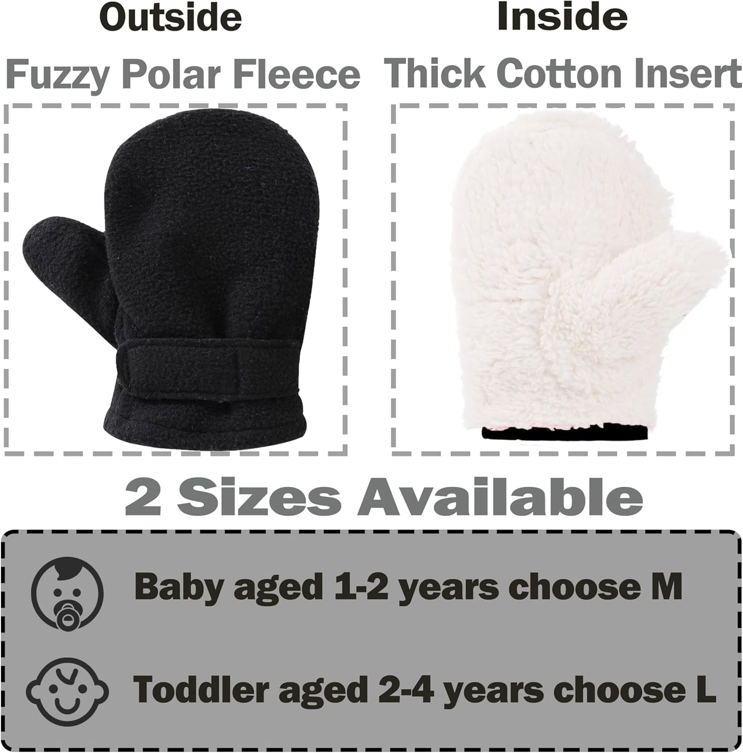 Guantes bebé invierno fleece para niños 3 Pzas