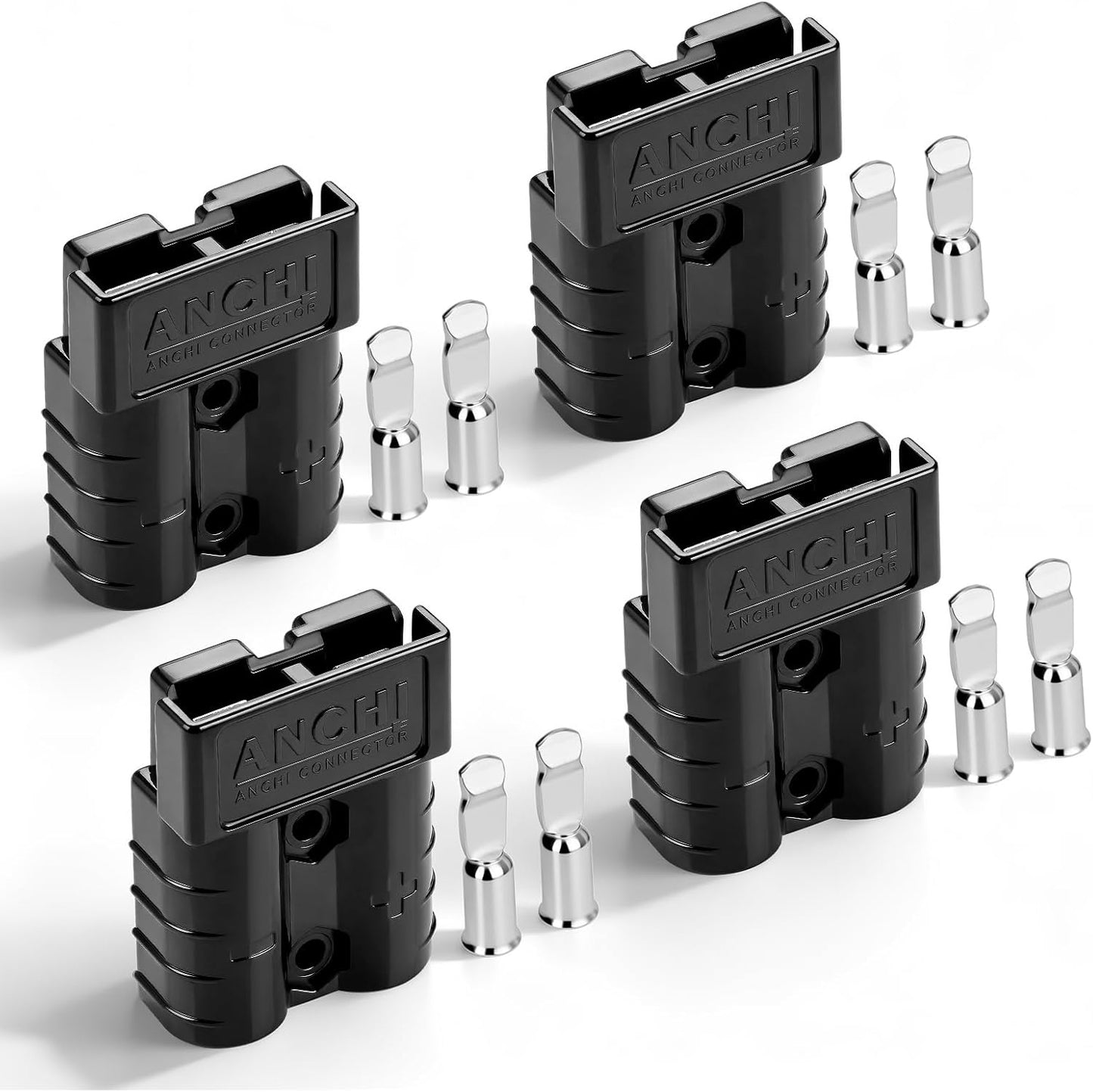 Conector 50A 600V 2 pares para batería 10/12 AWG negro