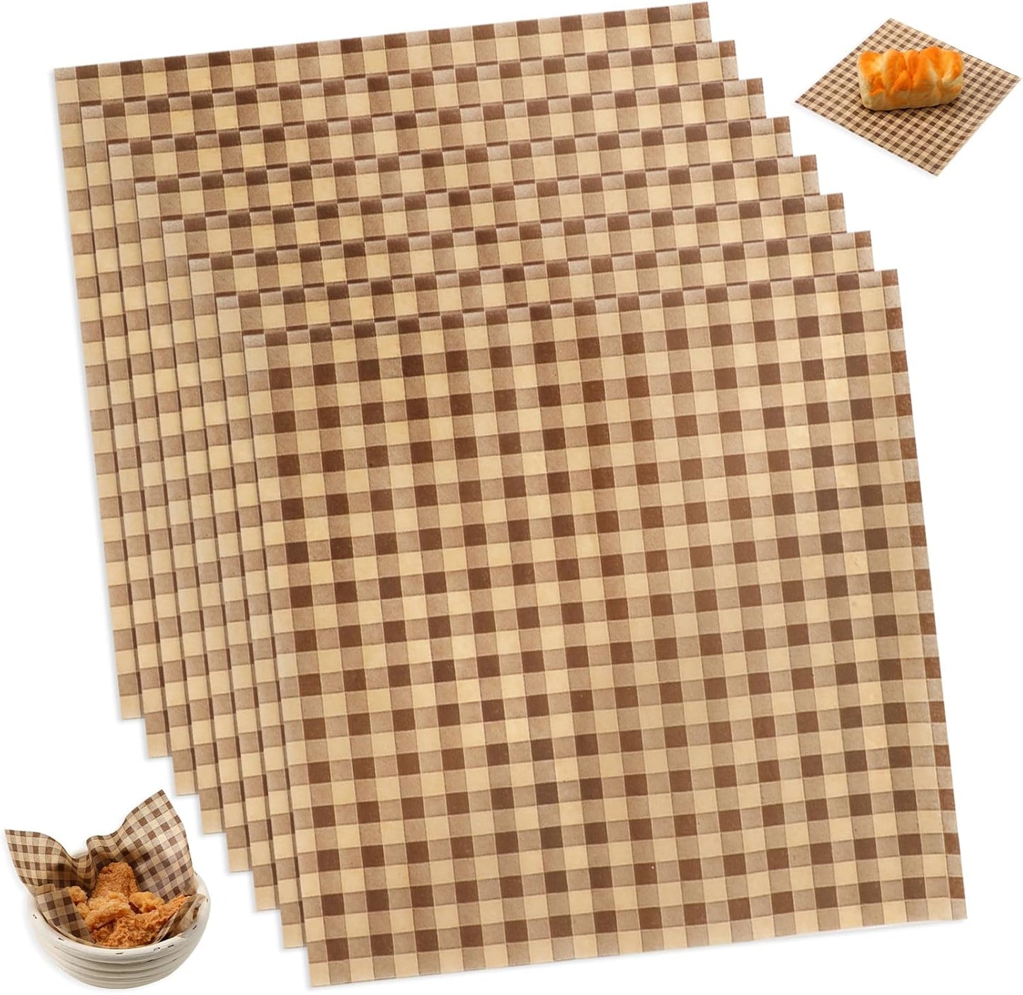 100 Hojas Papel Encerado 7.1x7.1pulg Cuadrados A prueba de Grasa