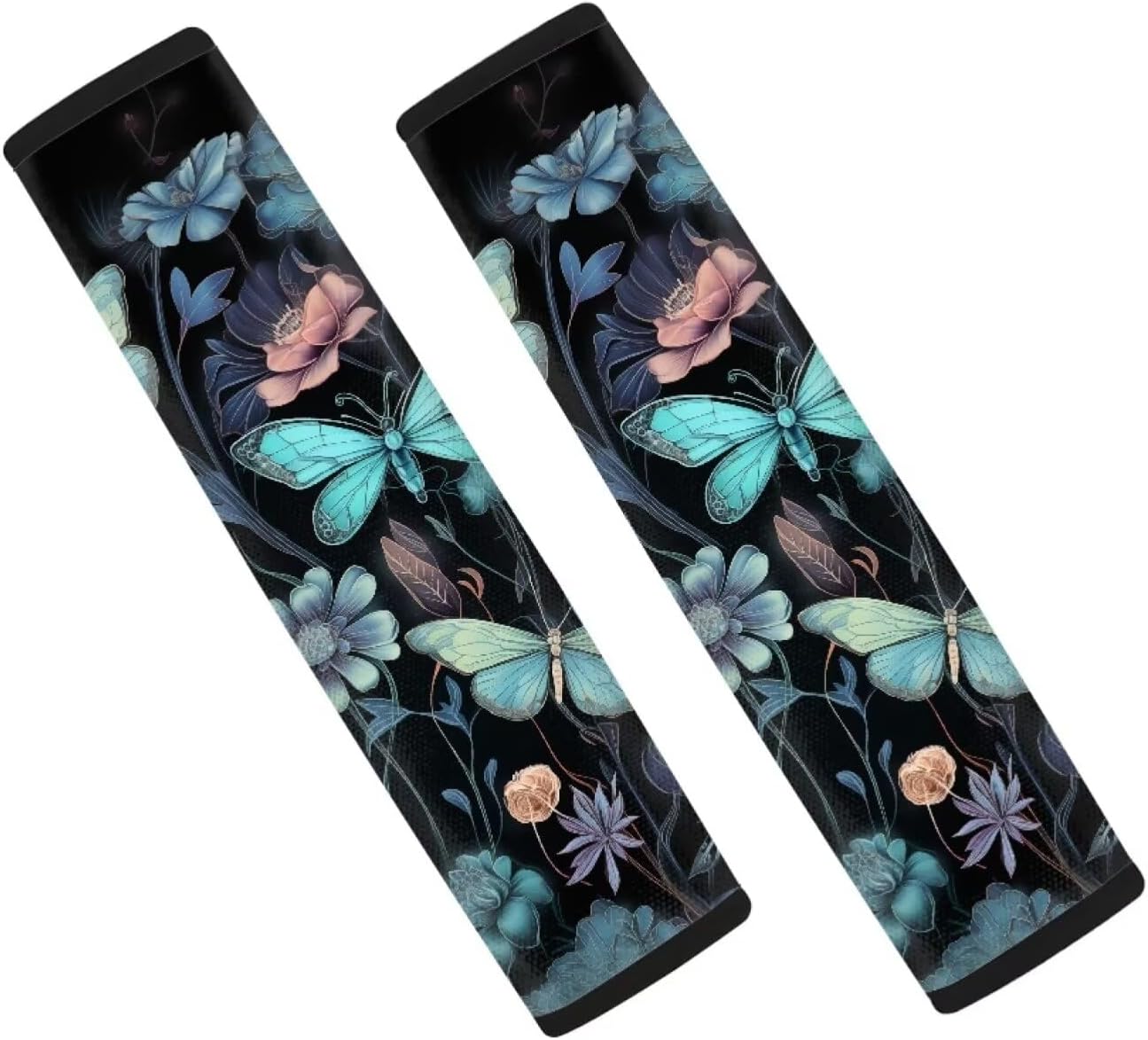 2 Fundas cinturón seguridad diseño mariposas azul rosa