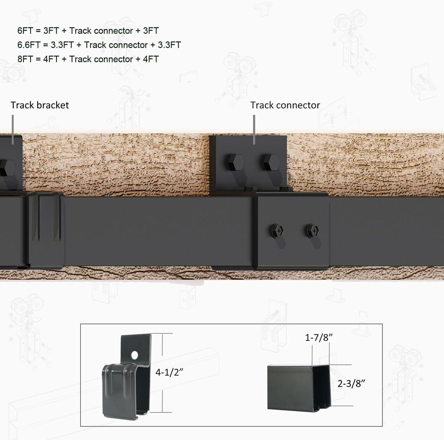 Kit riel puerta corrediza doble exterior 24ft carga 330lb