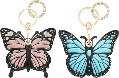 2 Llaveros ocultos para Airtag funda cuero mariposa mujer
