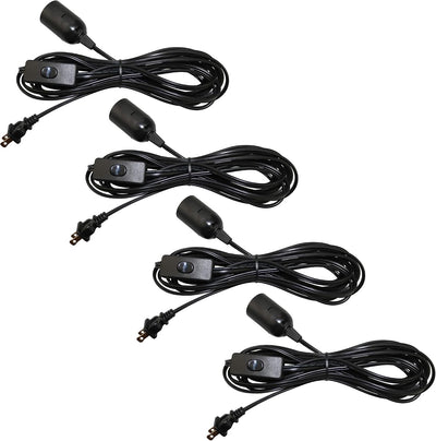 4 Cables Extensión 20ft E26 con Interruptor Negro