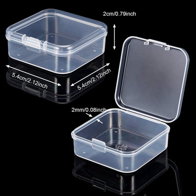 24 Cajas Plástico Transparente con Tapa Bisagras