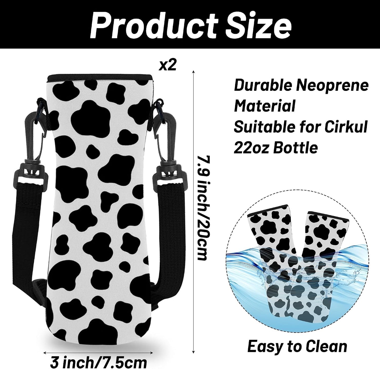 2 Fundas Neopreno Botella Cirkul 22oz Soporte Hombro