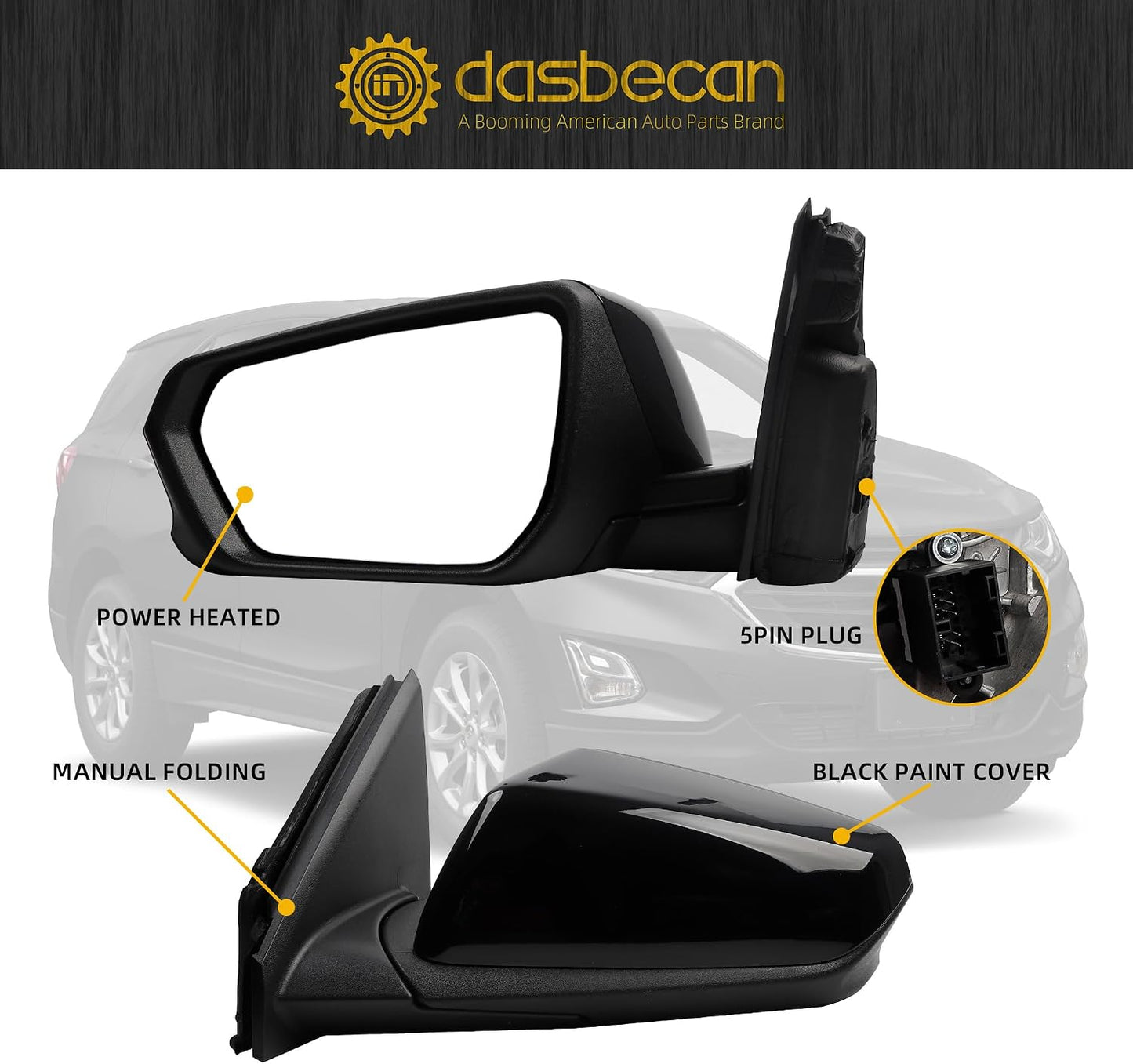 Espejo retrovisor izquierdo Chevy Equinox 18-23 con vidrio