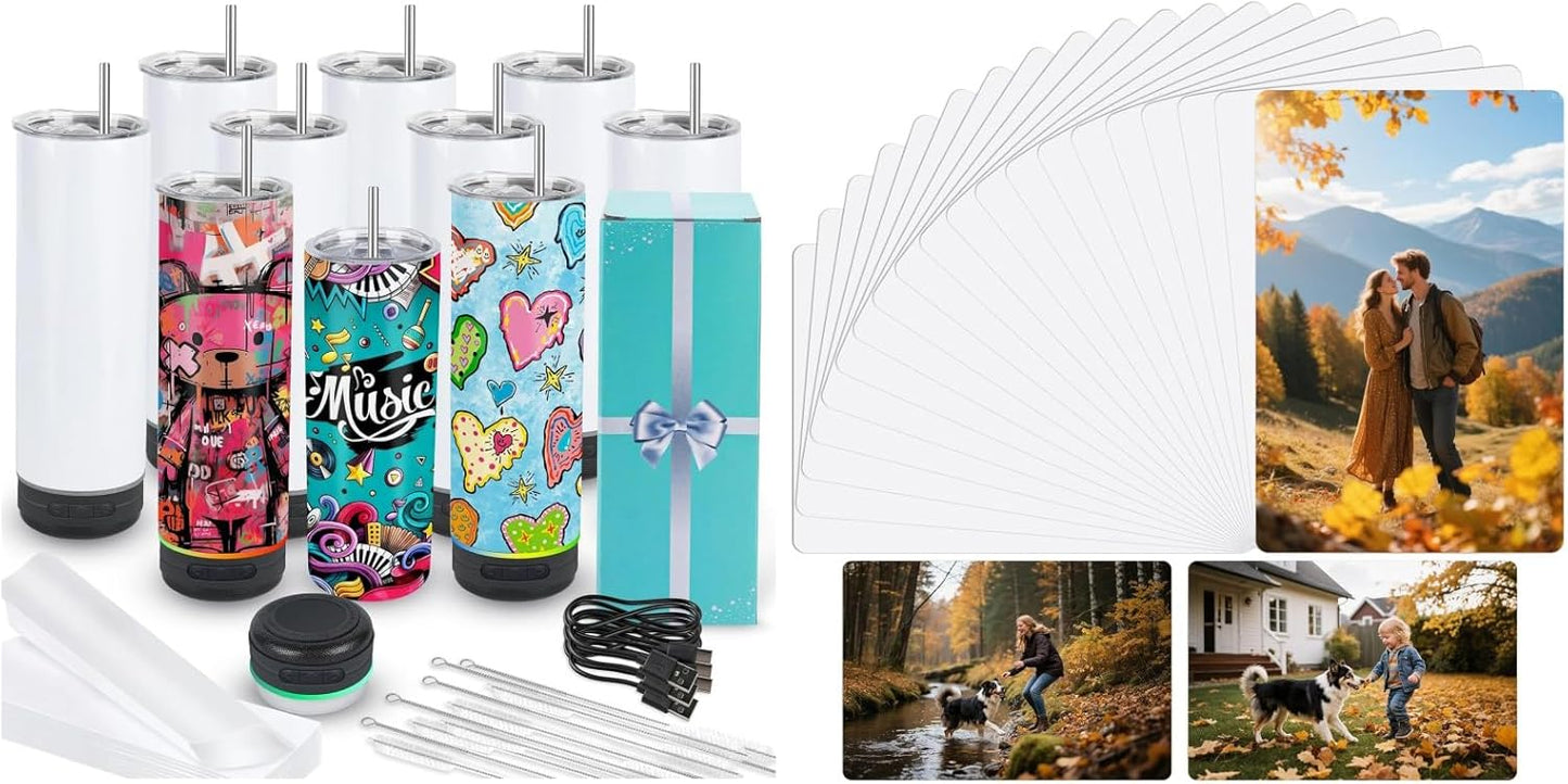 Pack 10 Vasos Sublimación 20oz Con Bluetooth 20 Pzas Metal