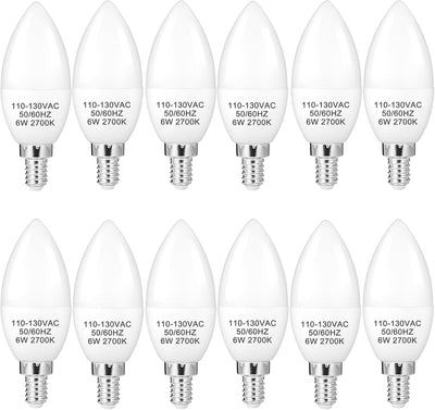 Bombilla LED B11 E12 2700K luz blanca cálida pack 12