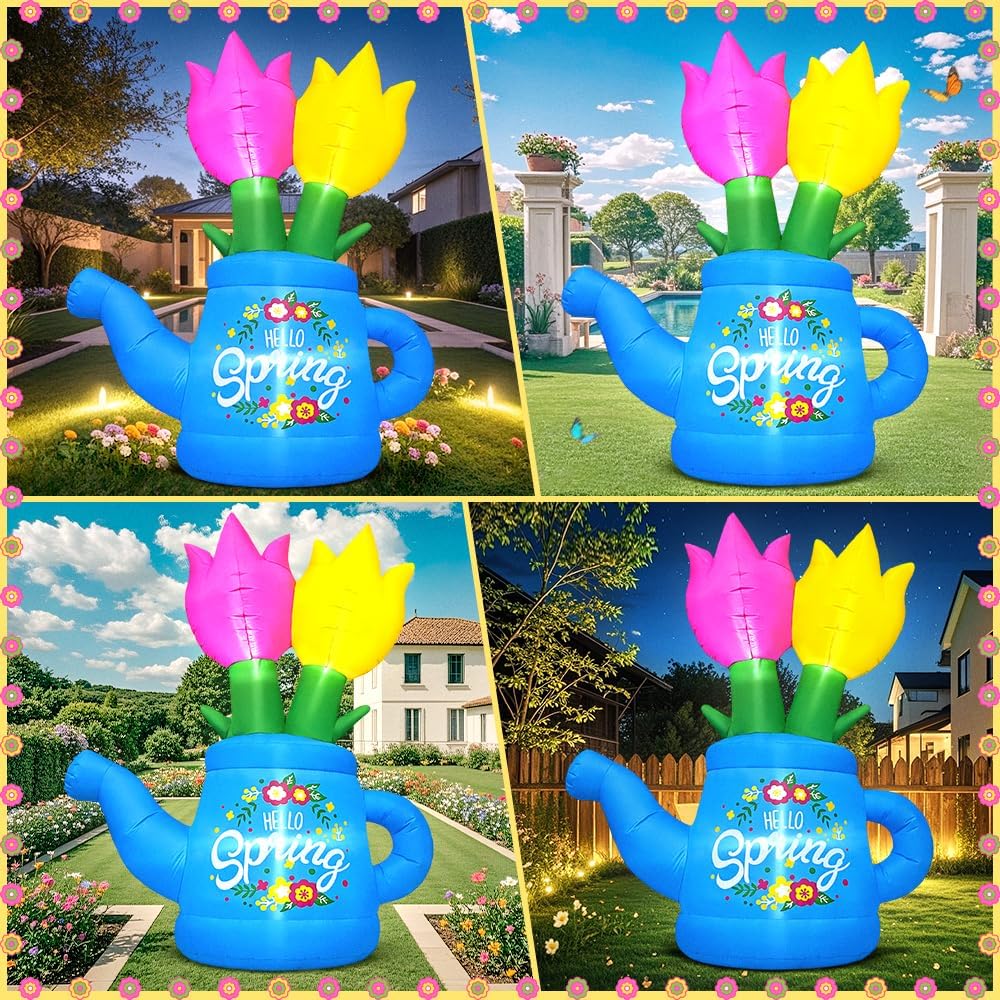 Flor inflable 6ft con luces LED para fiestas al aire libre