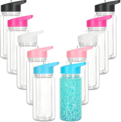 10 Vasos Plástico Globo Nieve 10oz Niños con Agujero