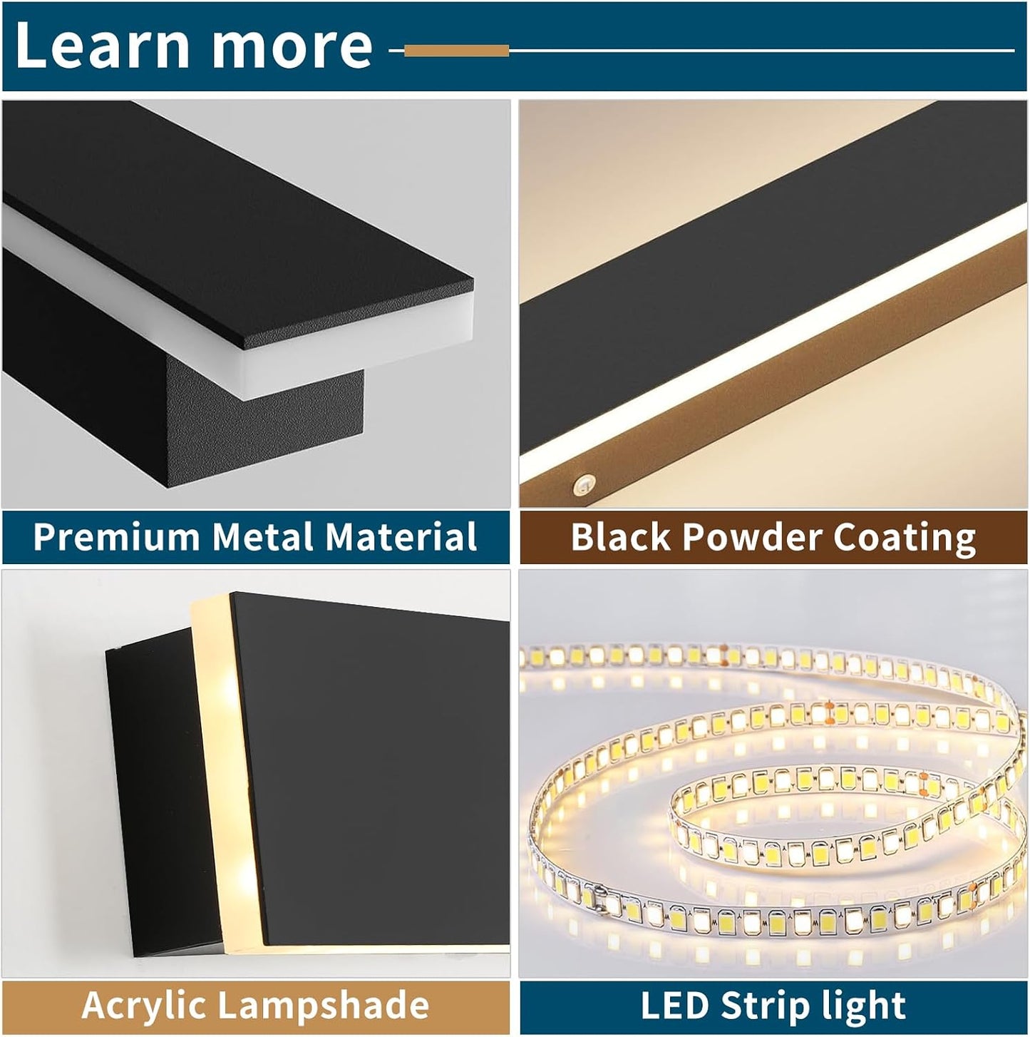 Luminaria pared exterior 59pulg IP65 luz blanca cálida