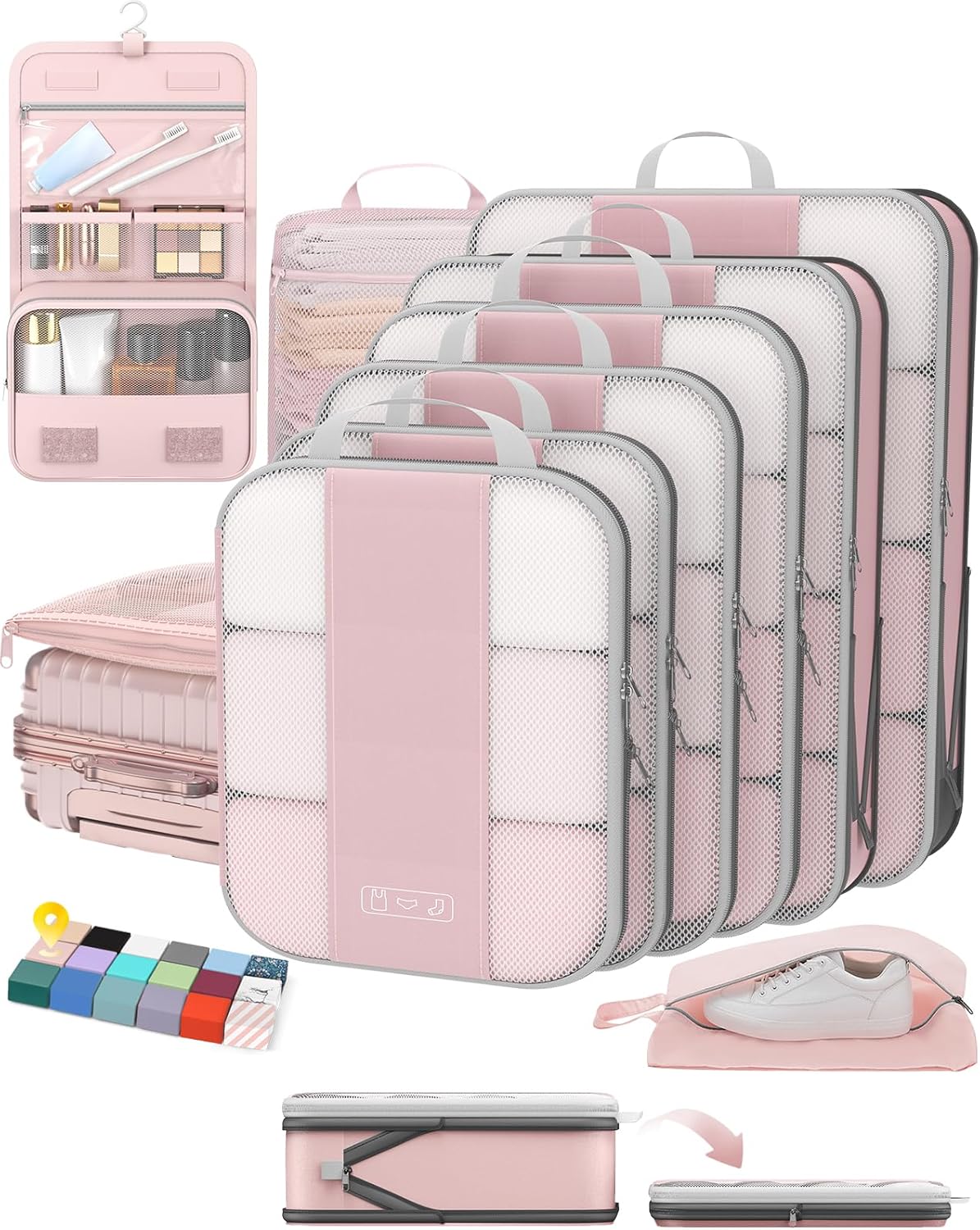 Set 10 cubos compresión viaje mujeres expandibles maleta