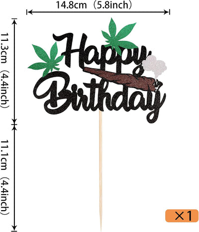 Decoración pastel feliz cumpleaños 420 con purpurina