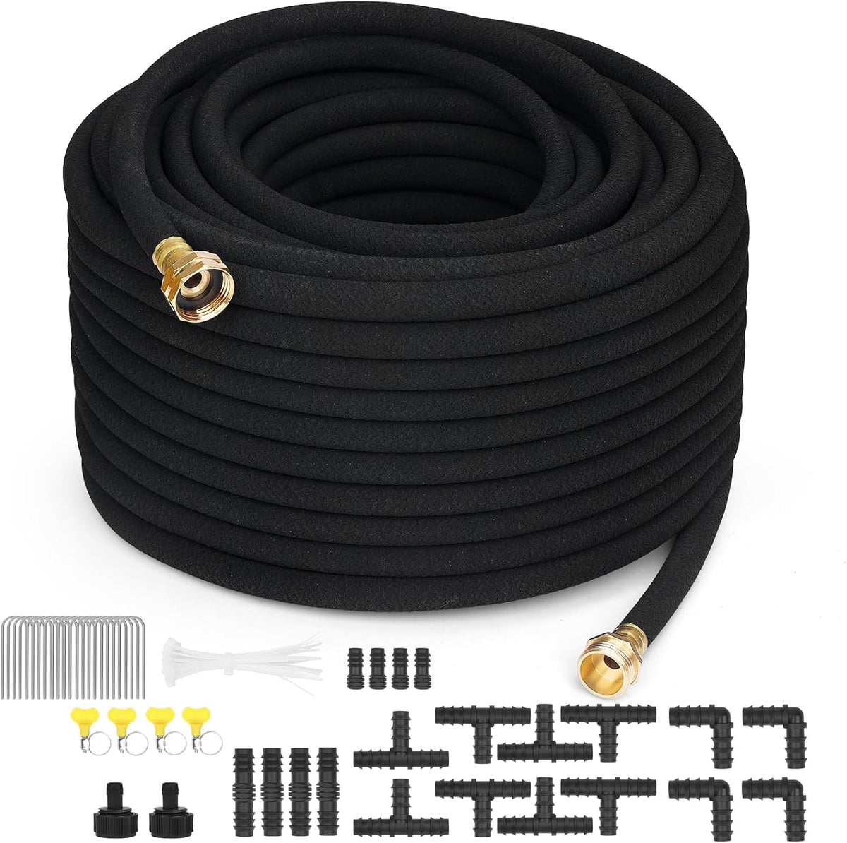 Manguera remojo 100ft 1/2pulg goma jardín conector latón