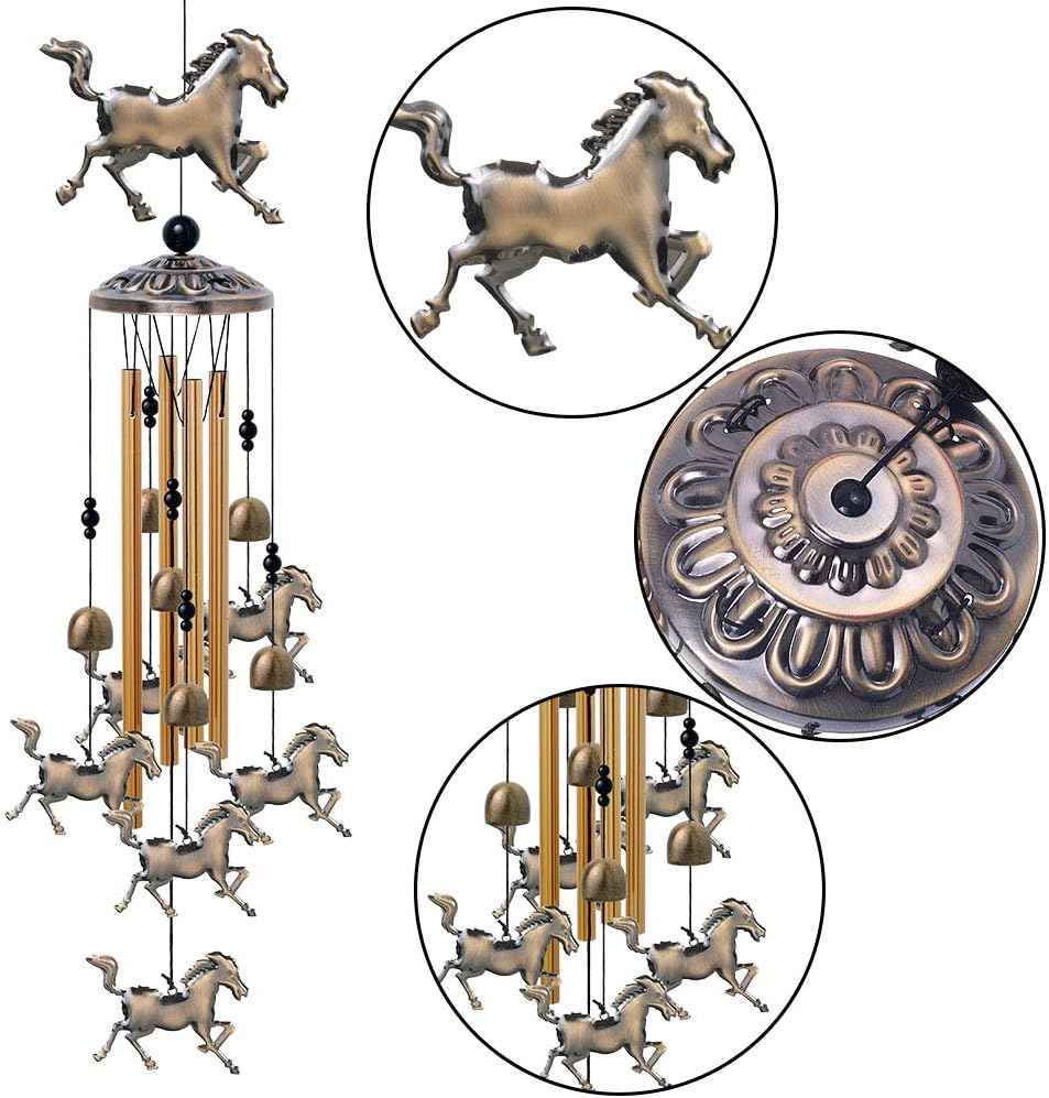 Campanillas viento caballo 35" metal 6 campanas 7 caballos