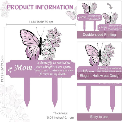 Estacas mariposa decoración tumba mamá conmemorativo