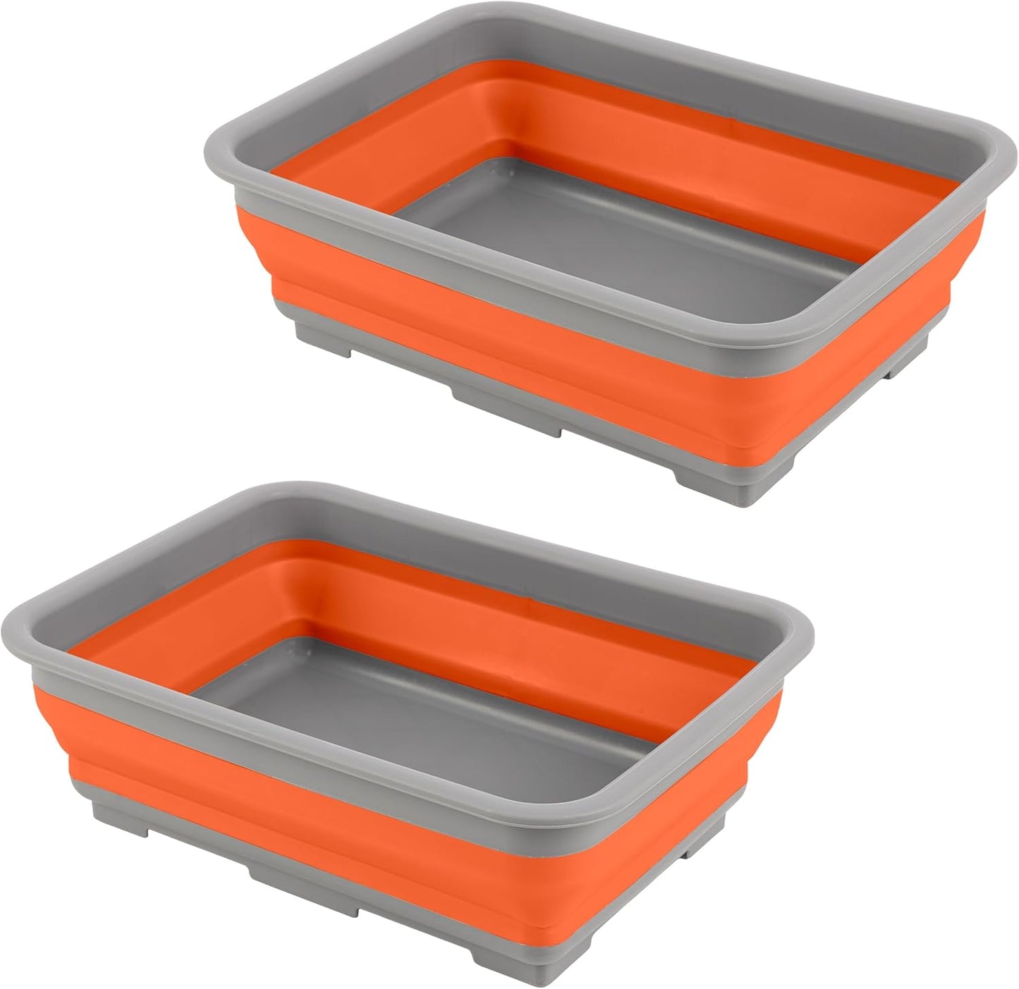 Set 2 Cubos Lavado Multiusos 7.27L Plegables Naranja