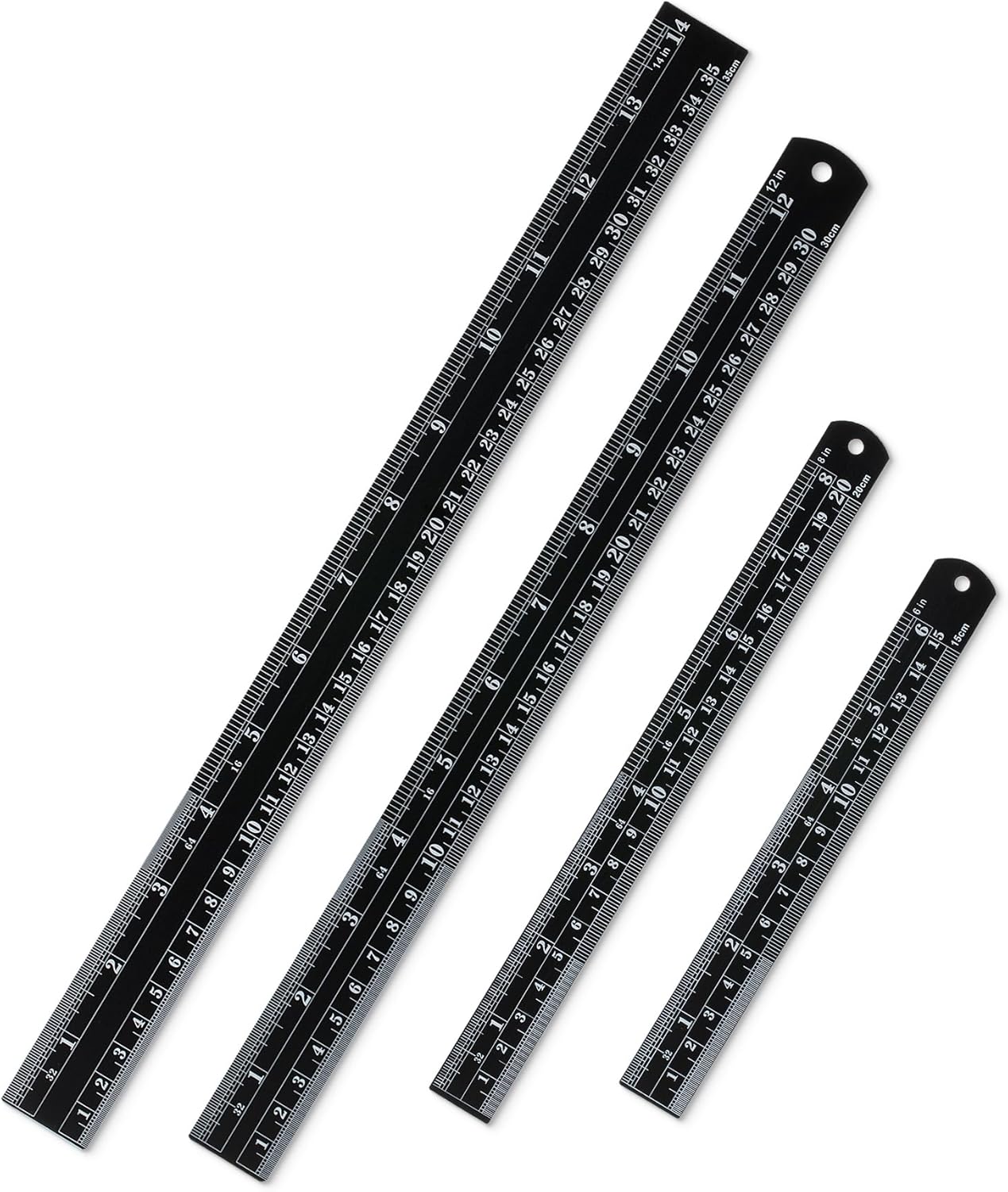 Juego 4 Reglas Acero Inox 6-14pulg Negra